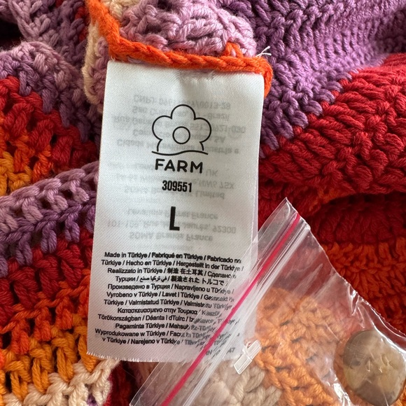 Anthropologie Farm Rio Striped Multi Color Crochet Mini Dress Size Large NWT - Picture 9 of 12